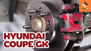 How to replace Set of brake pads on HYUNDAI COUPE (GK) - video tutorial