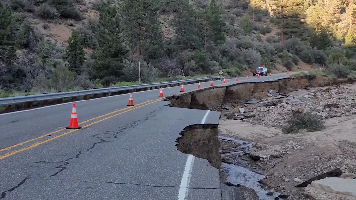 Hwy 38 collapse at mile marker 35.25 above Heartbar. 8/24/23. Tropical Storm Hillary