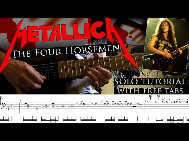 Metallica - The Four Horsemen 1st guitar solo lesson (with tablatures and backing tracks) class=