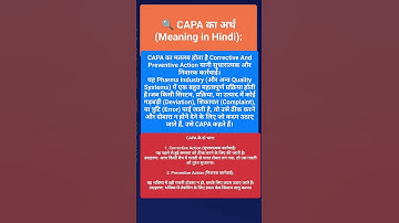 CAPA meaning in Hindi ll CAPA हिंदी में ll #gmp  #education  #pharmatraining #vocabulary
