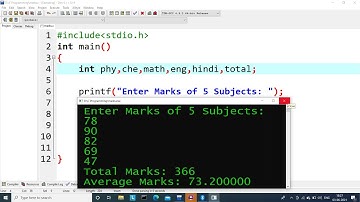 C Program to Calculate Total and Average Marks of 5 Subjects | Learn Coding