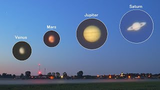 Venus, Mars, Jupiter, Saturn  Planetary alignment 2022  visible to the naked eye. Nikon P1000 zoom
