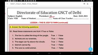 English worksheet no 29 class 8th Date 