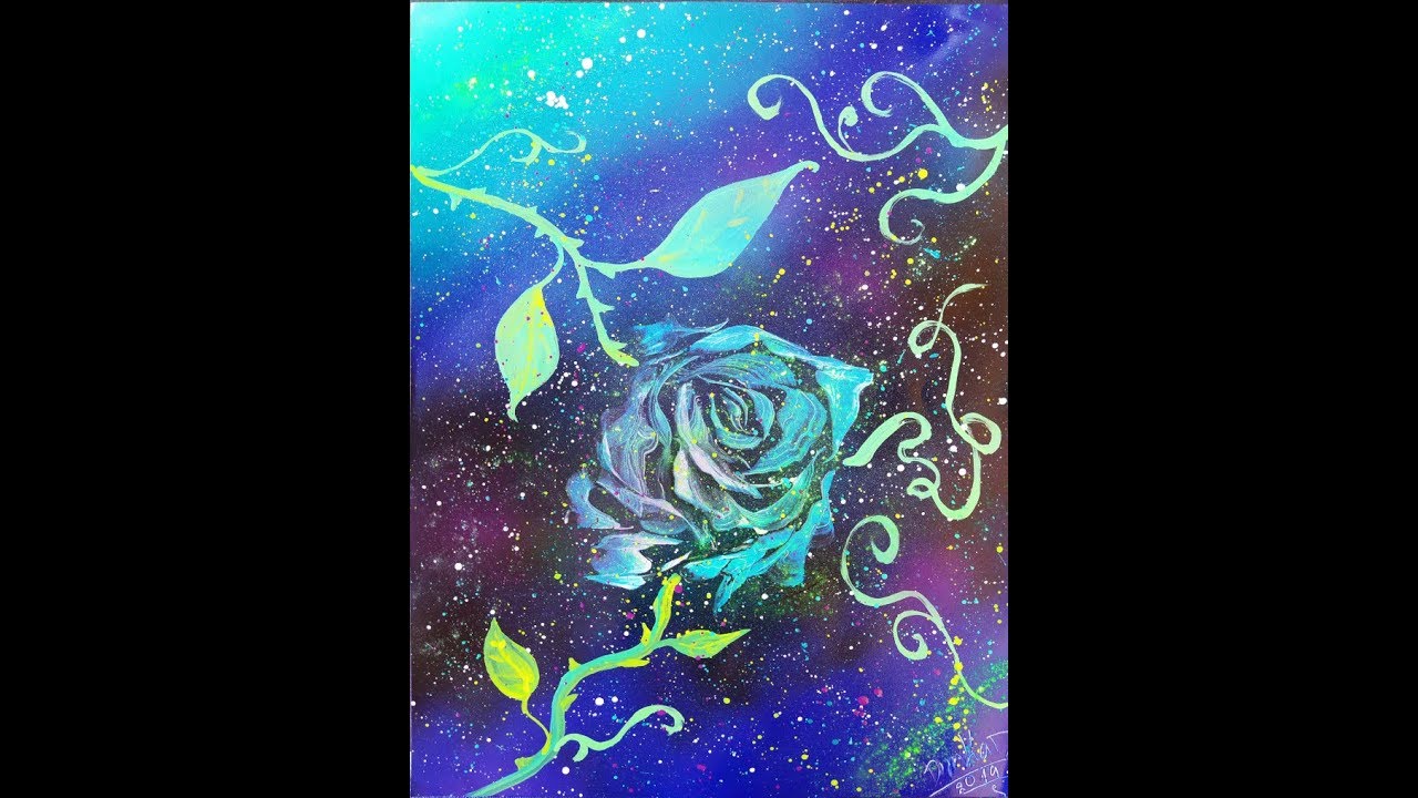 Spray Paint Art- Blue Rose Abstract- Glow In The Dark By Dimkad Art