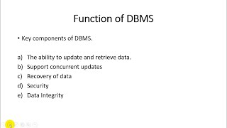 Unit - 1 - Lecture 2 Functions of DBMS
