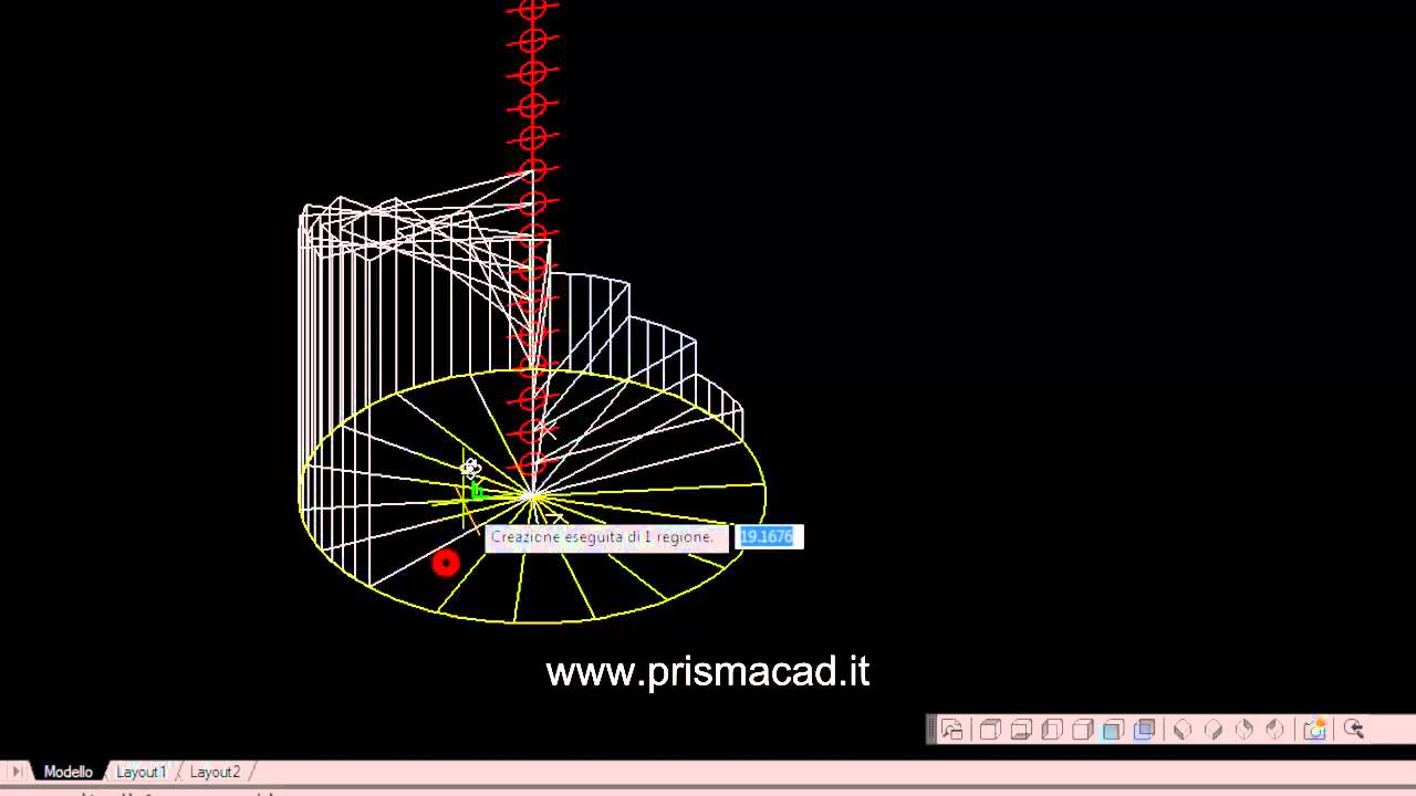 Corso di autocad costruire una scala a chiocciola 3d (helix stairs ... Disegno scala a chiocciola