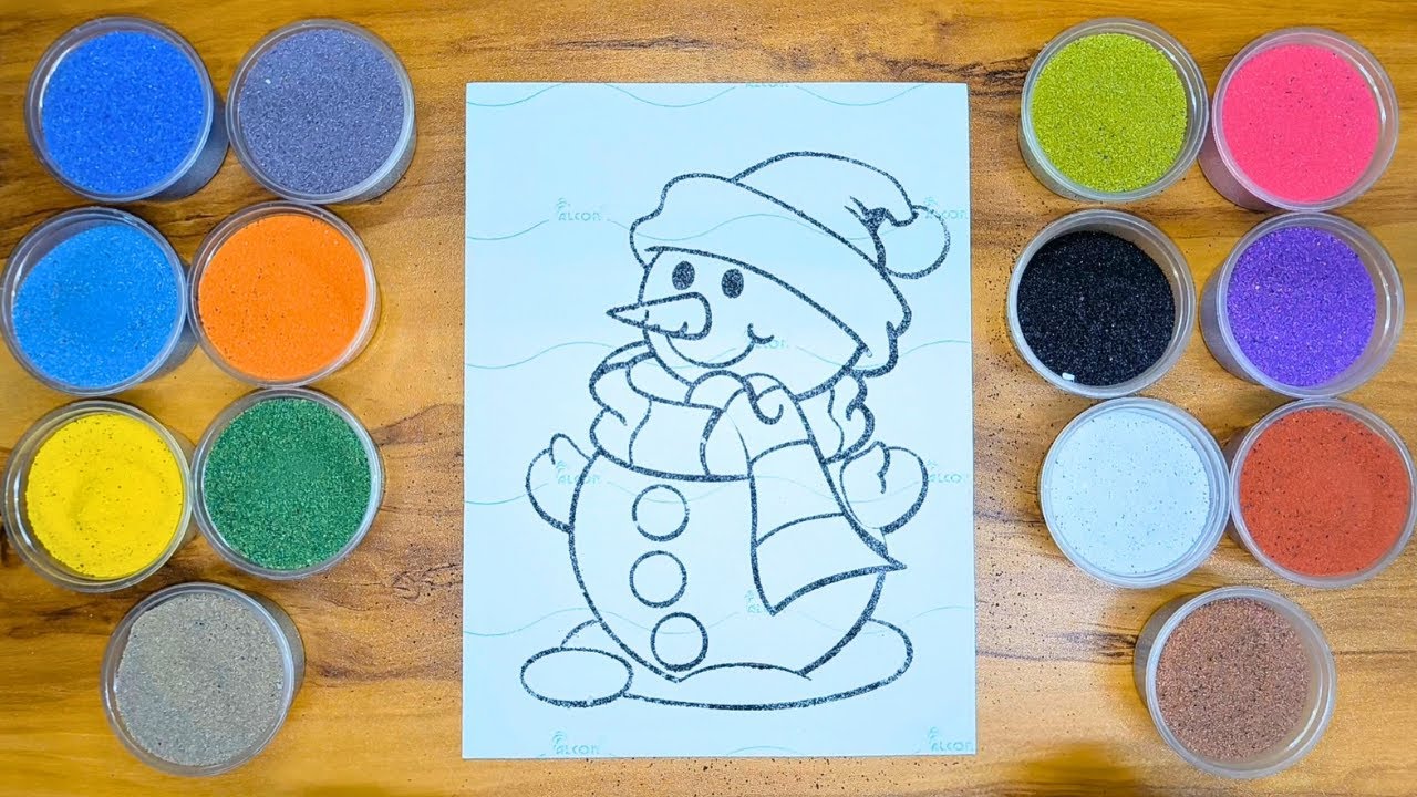 Relaxing Sand Art Painting: Christmas Snowman Coloring for Kids & Parents|