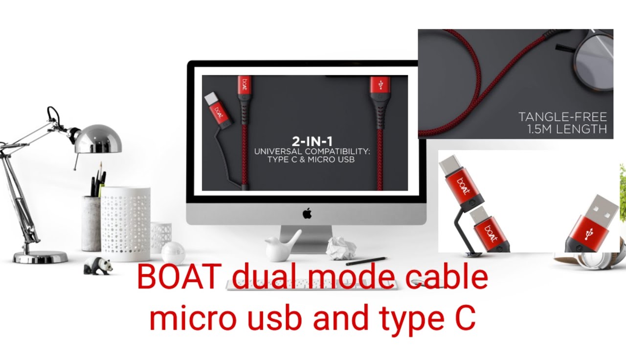 boAt Deuce USB 300 2 in 1 Type-C & Micro USB Stress Resistant 1.5 m