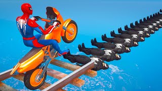 Homem-aranha na Ponte Venom com Moto | Desafio Parkour no céu (GTA V Mods)