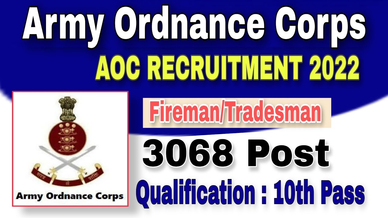 Big News-Army Fireman & Tradesman  Recruitment 2022 / Male/Female 10th Pass Job apply online AOC