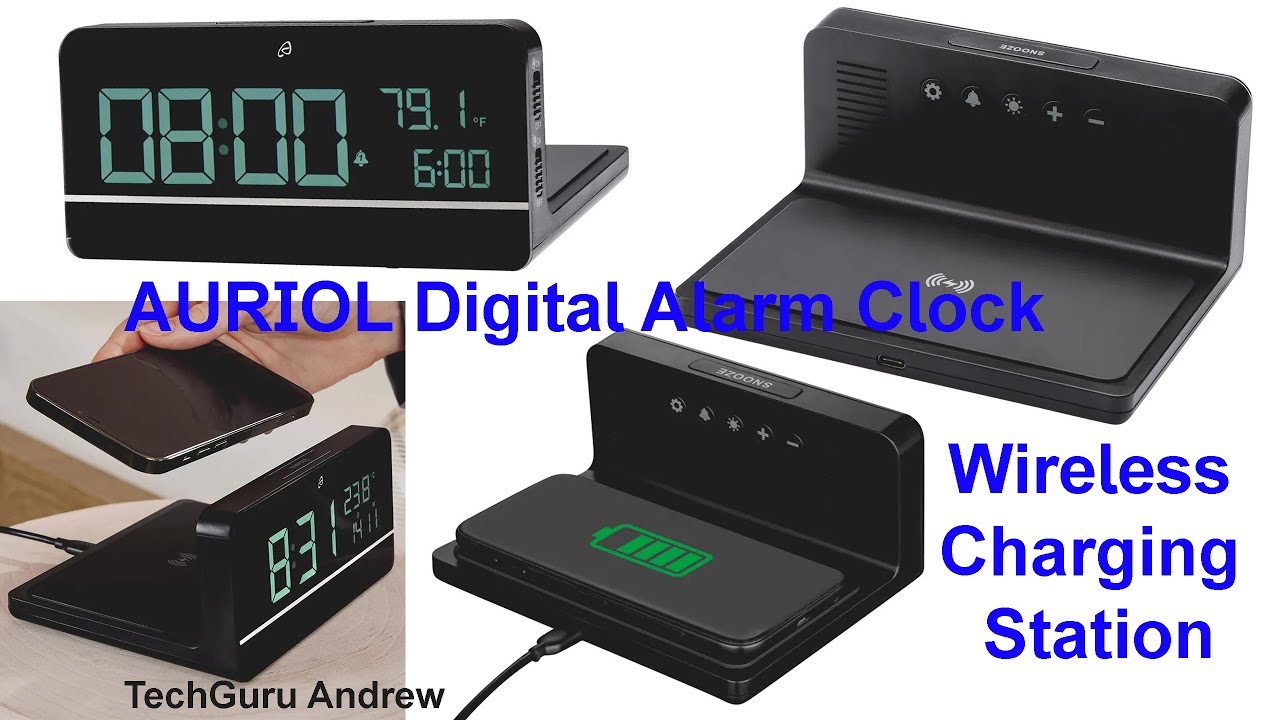 AURIOL Digital Alarm Clock With Wireless Charging Station REVIEW - YouTube