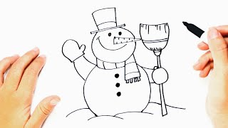 طريقة رسم رجل الثلج \ تعليم الرسم \رسومات سهله وجميله \ تعلم الرسم \ رسم سهل
