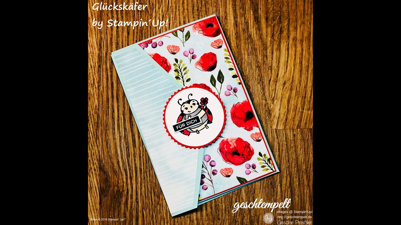 Karte mit Gutscheinfach -  Glückskäfer - eine Anleitung mit den Produkten von Stampin´Up!
