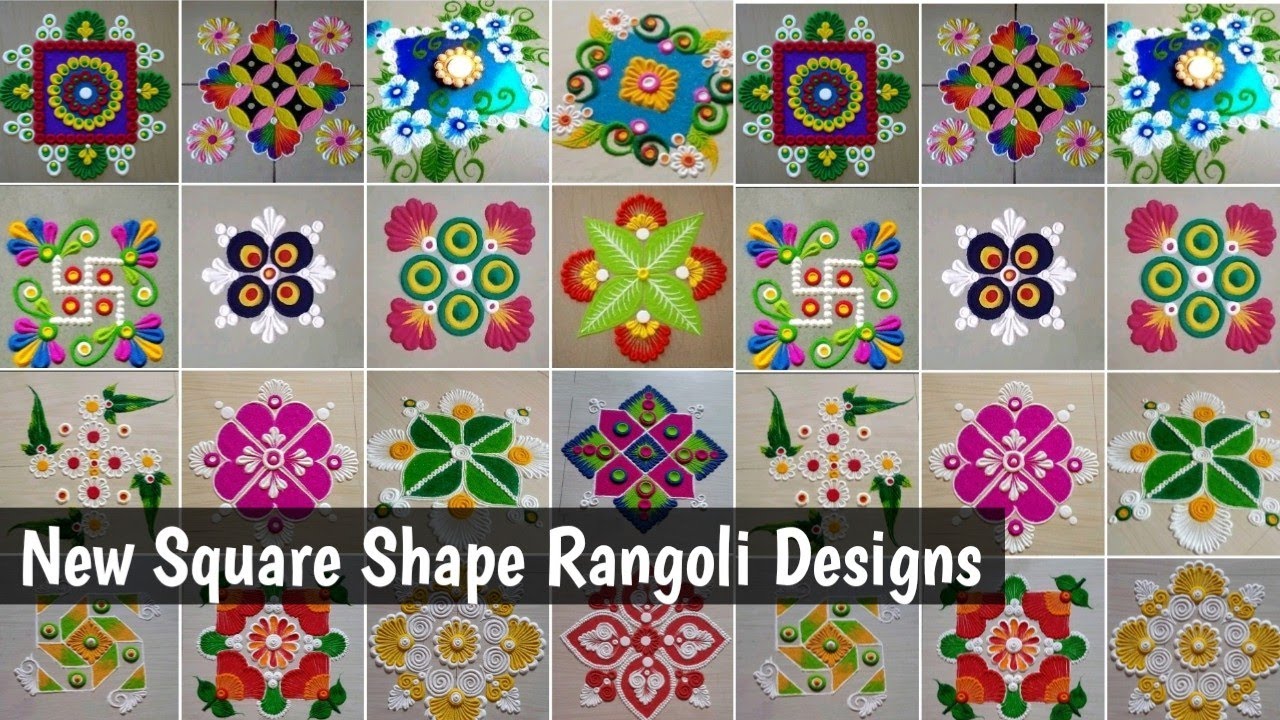 Very Easy Square Shape Rangoli designs | Latest Rangoli | New ...