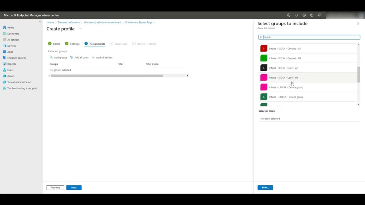 Creating Autopilot Enrollment Status Page ESP in Intune YouTube