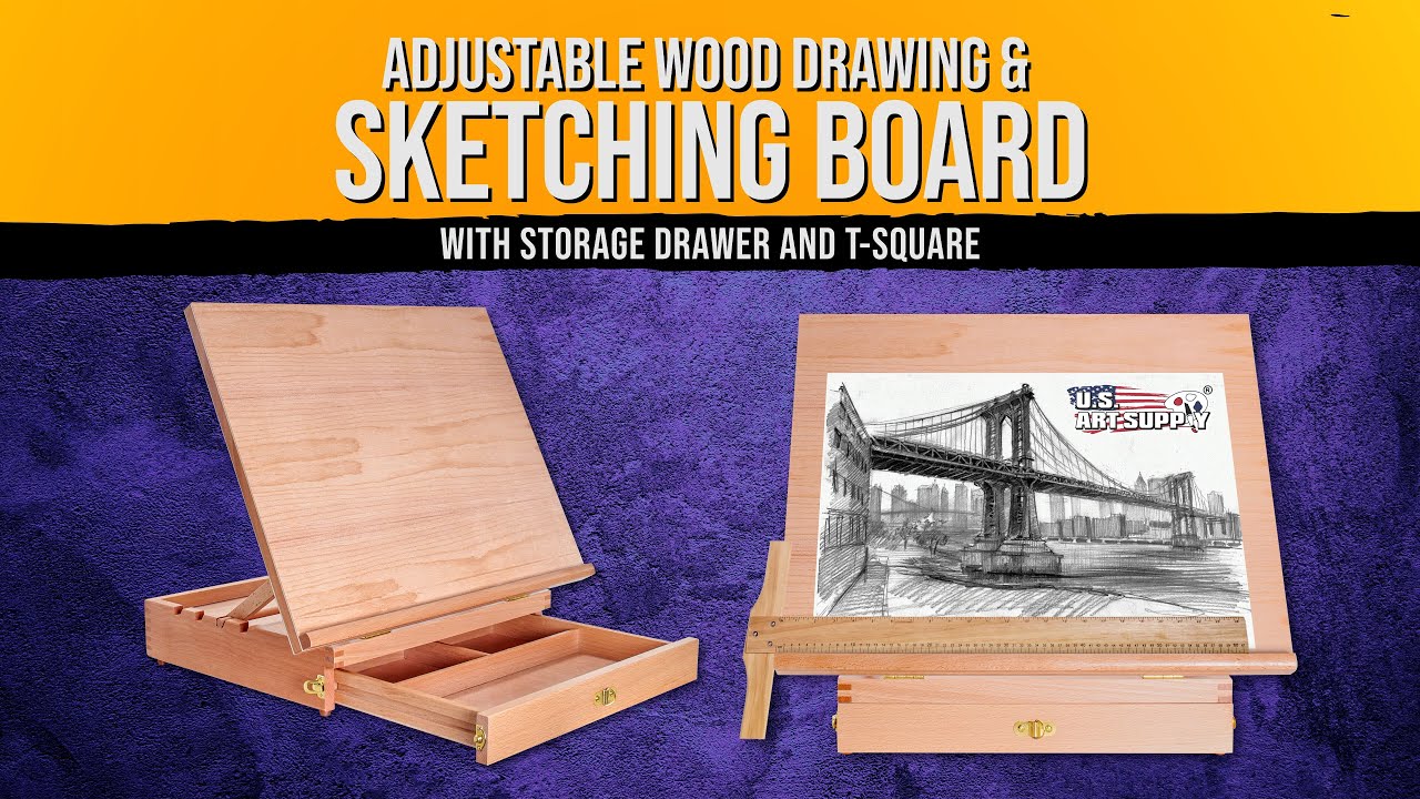 US Art Supply Extra Large Adjustable Wood Artist Drawing & Sketching Board  