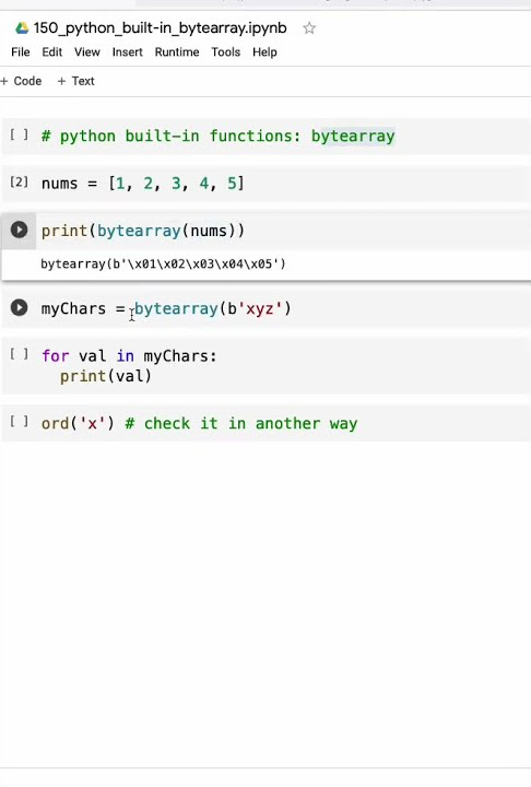 Python built-in function: bytearray() - YouTube