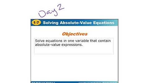 Intermediate Algebra 1.7 Day 2 Solving Absolute Value Equations Notes Video