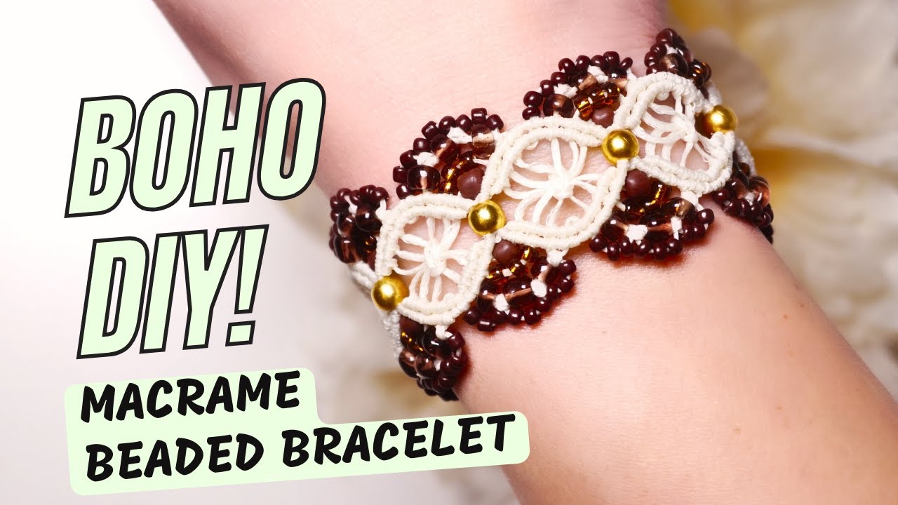 DIY beaded macrame bracelet Elegant bracelet tutorial DIY macrame