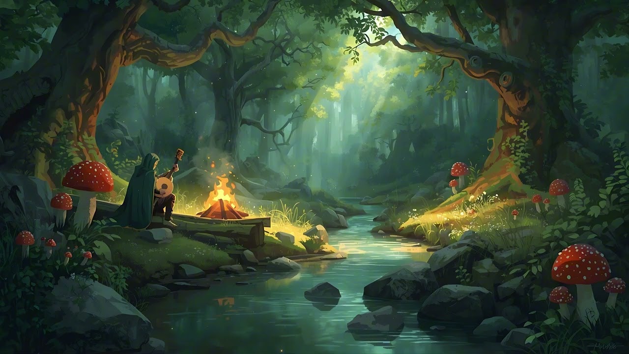 Relaxing Medieval Melodies by a Sunlit Creek - The Bard's Rest