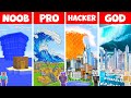 Minecraft TSUNAMI HOUSE BASE : NOOB vs PRO vs HACKER vs GOD BUILD CHALLENGE! / Animation