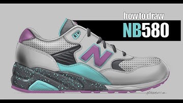 How to Draw NEW BALANCE 580 - Render Demo