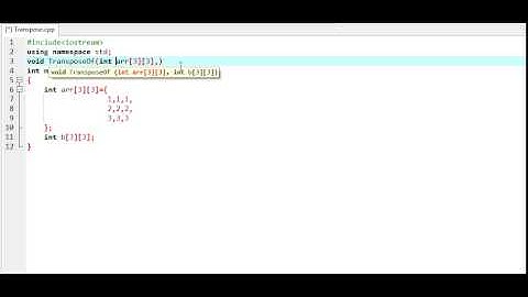 Find transpose of matrix C++ Program