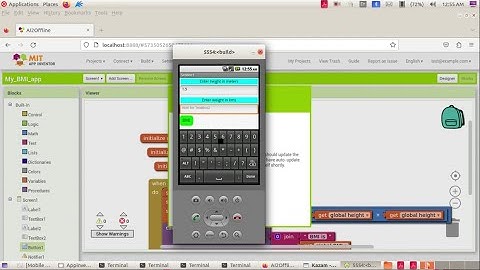 BMI Calculator MIT App Inventor part 2 Block little kites Activicty