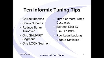 Informix TechTalk: Introduction to Informix Performance Tuning by Lester Knutsen