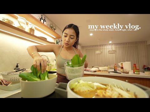 home and happy 𐙚 hotpot nights, sunday work & what i eat