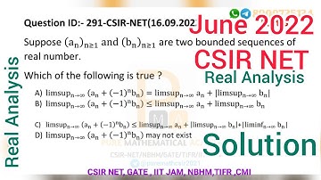 Csir Net September 2022 | Real Analysis Solution | Q.ID 291| NET June 2022 |by Sudip Kumar  | by PMA