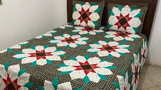 Beautiful patchwork quilt. 265x265cm simplified Step By Step come learn how to make   #diy