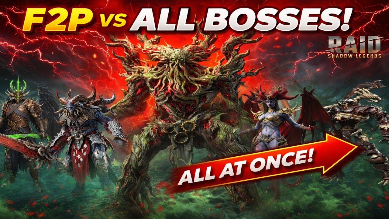 ALL 5 BOSSES IN THE GRIM FOREST! CAN WE DO IT FREE TO PLAY! Raid: Shadow Legends