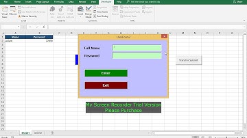 How to Transfer Data And Password From UserForm To Excel WorkBook