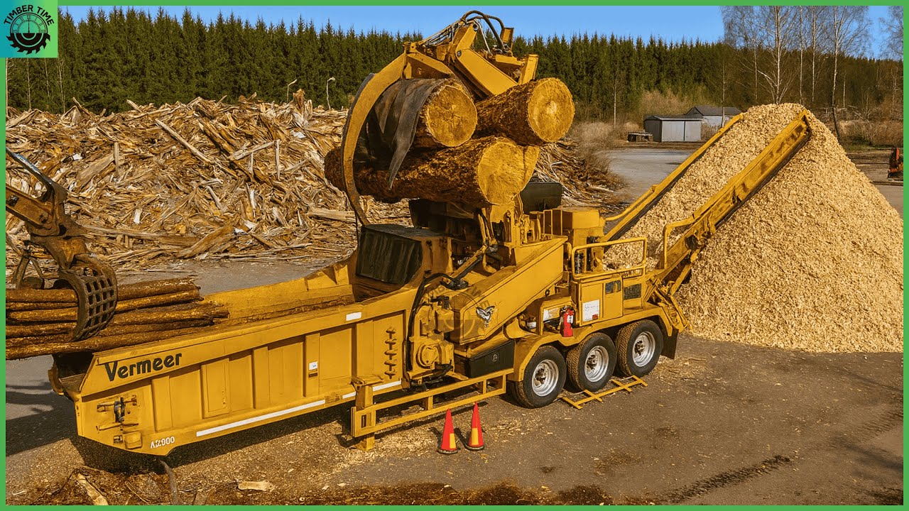 Dangerous Tree Shredder and Wood Chipper crushing machines | Fastest Firewood Processing #36