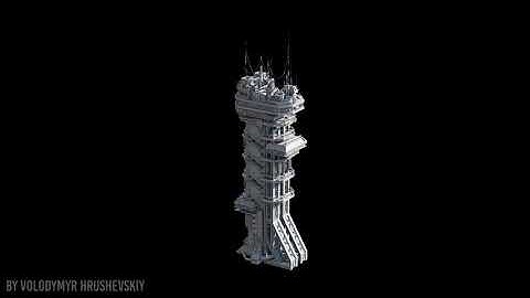 Low - poly 3D Sci - fi building - Tower - Skyscraper - Command center 1