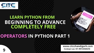 Operators in python  Part 1 | Part-9 |