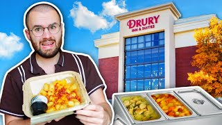 This Hotel Has A FREE DINNER BUFFET! Drury Inn Food + Room Review