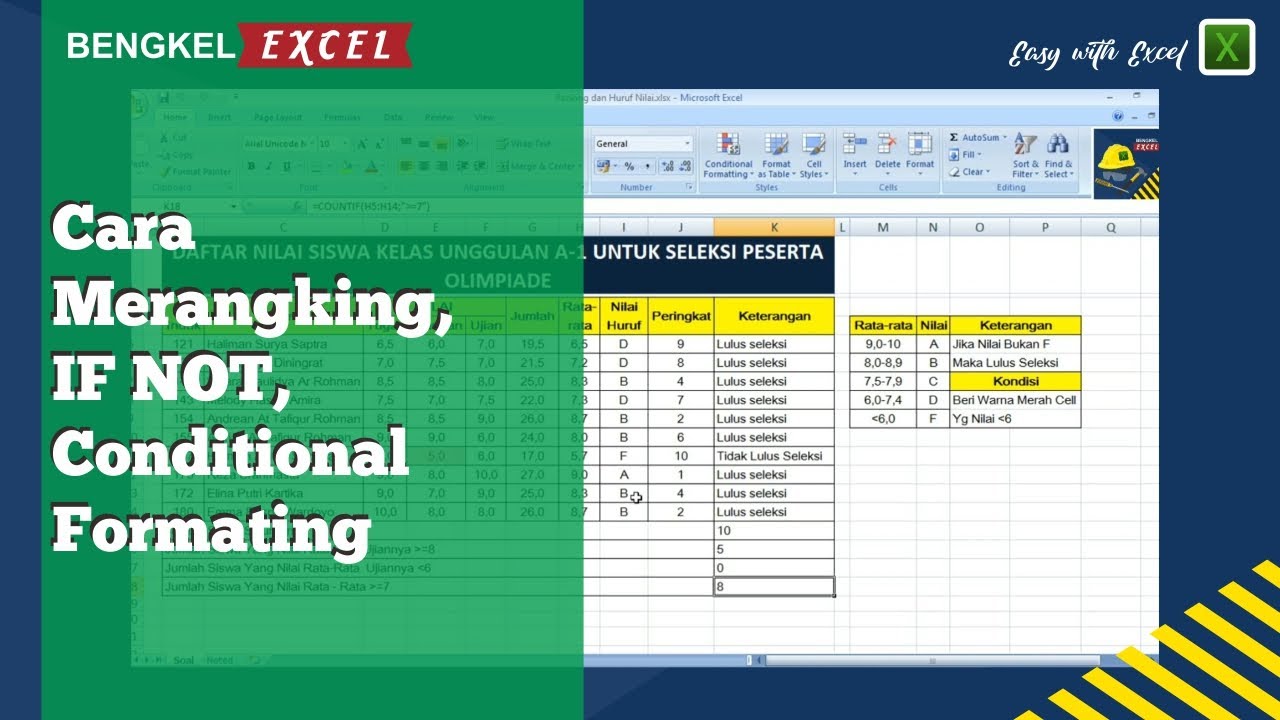Cara Merangking, IF Not, Conditional Formating dan