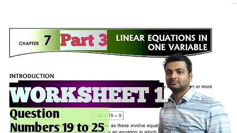 D.A.V. Math | Class 7 | Ch 7 | Linear Equations in one variable |W/S 1 | 19 -25|  Art Of Mathematica