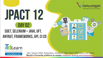JPACT 12,  Day 02   SDET, Selenium + Java, UFT, AnyAUT, Frameworks, API, CI CD