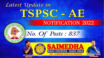 LATEST UPDATE IN TSPSC AE 2022 Notification || CIVIL || MECH || EEE