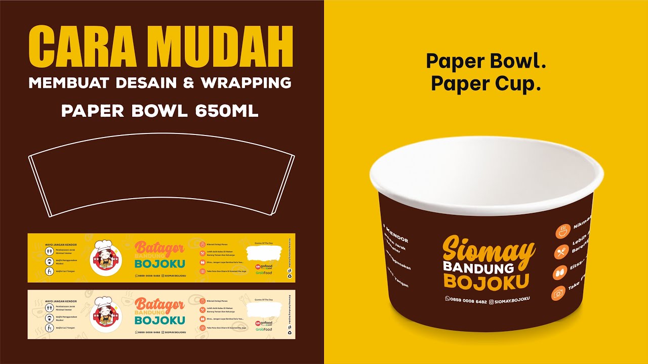 Cara Mudah Membuat Desain & Wrapping Paper Bowl 650ml YouTube