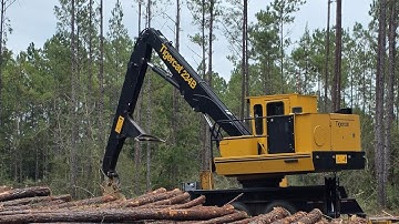 2024 234B tigercat Knuckel-Boom loading a truck with nice pulp-wood.