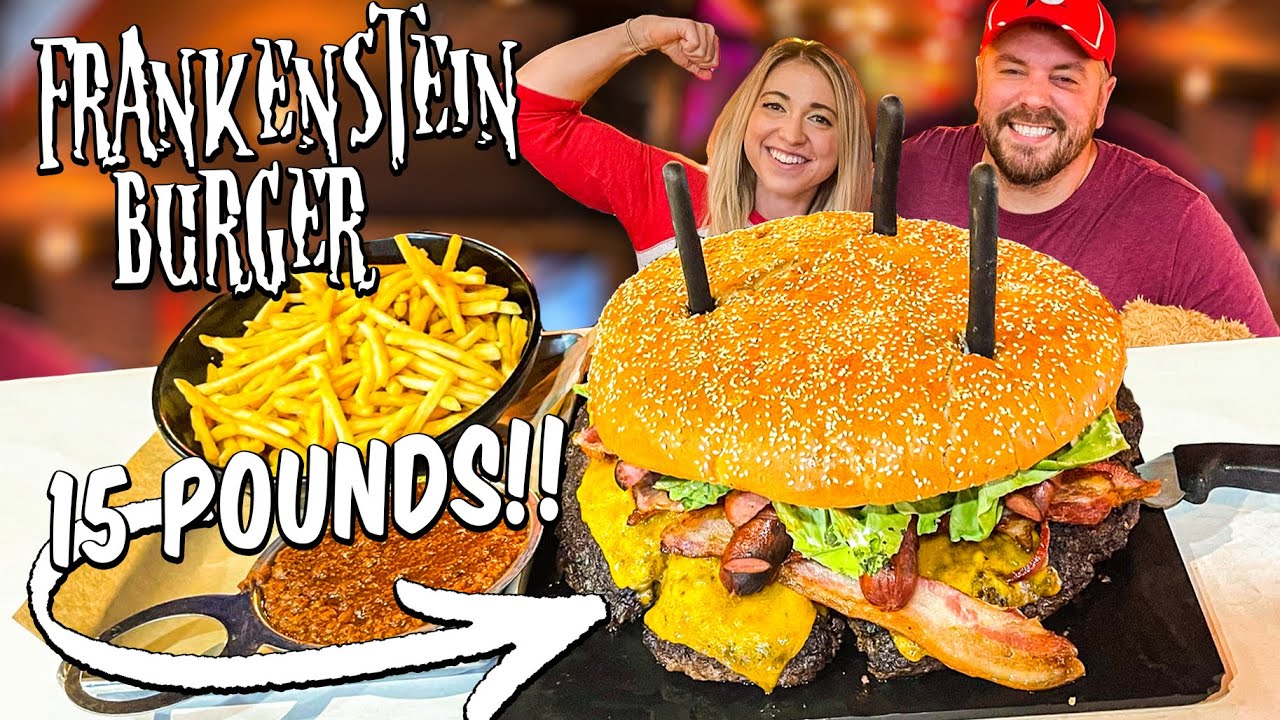 15lb Viral "Frankenstein" Monster Burger Challenge w/ Katina!! YouTube