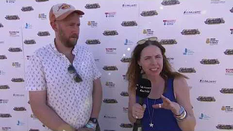 Alex Horne and Rachel Horne chat backstage at CarF...