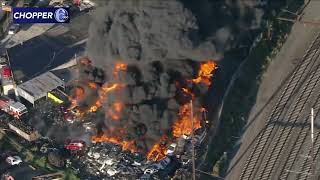 Massive junkyard fire sends black plume of smoke into Philadelphia sky