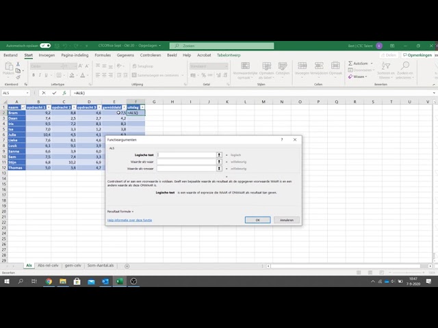 Werken met de Als-functie in Excel