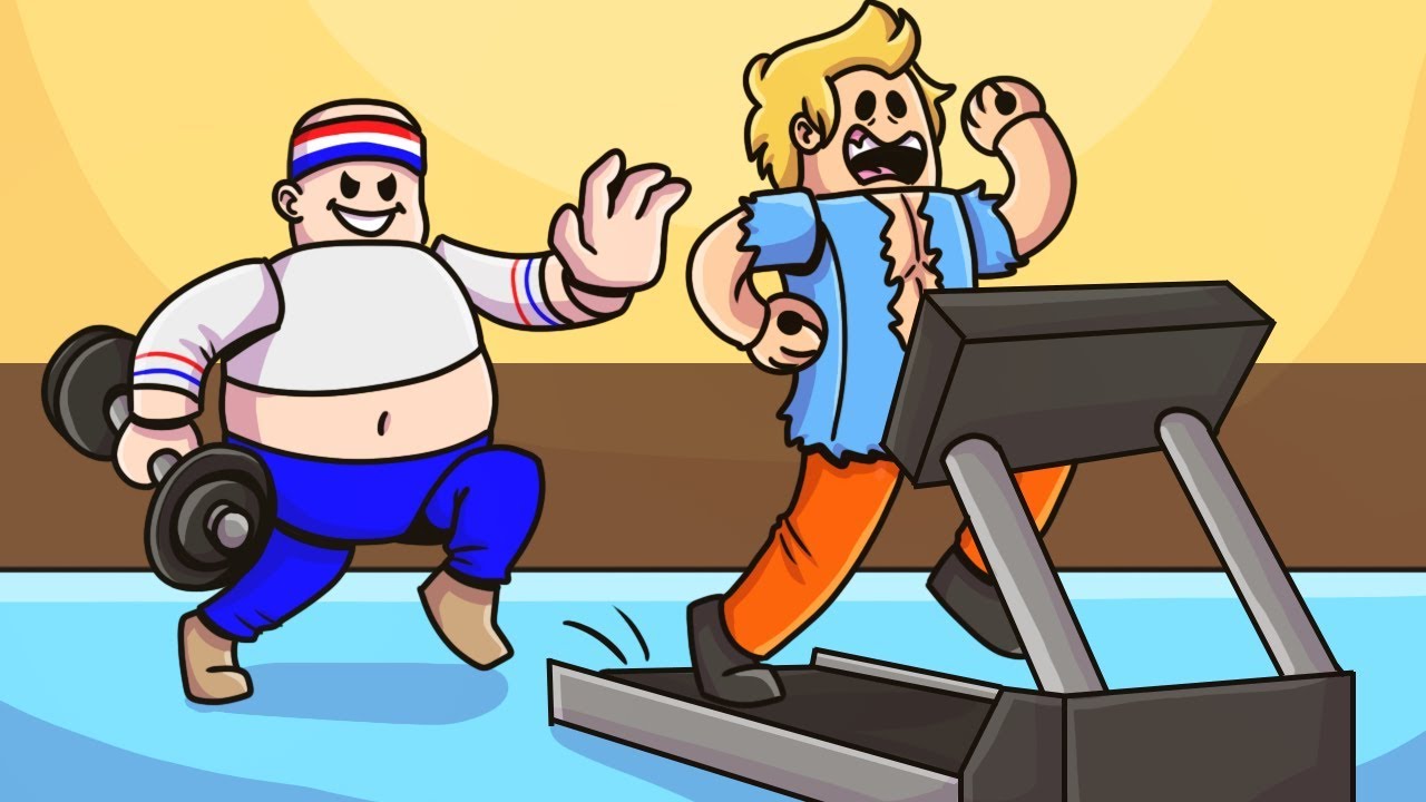 Escaping The Fattest Guy In The Gym In Roblox Youtube - youtube kids roblox funny gym