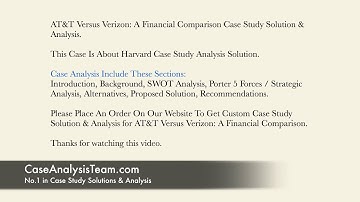 AT&T Versus Verizon A Financial Comparison Case Study Solution & Analysis